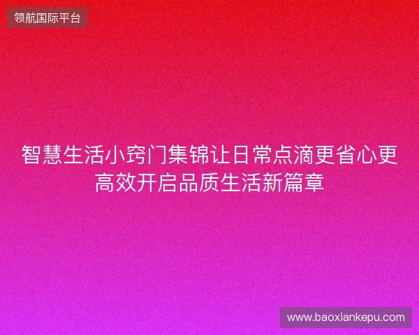 智慧生活小窍门集锦让日常点滴更省心更高效开启品质生活新篇章